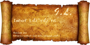 Imhof Lóránt névjegykártya